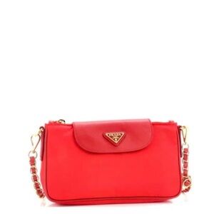 Prada Chain Crossbody Bag Tessuto and Saffiano Leather Small